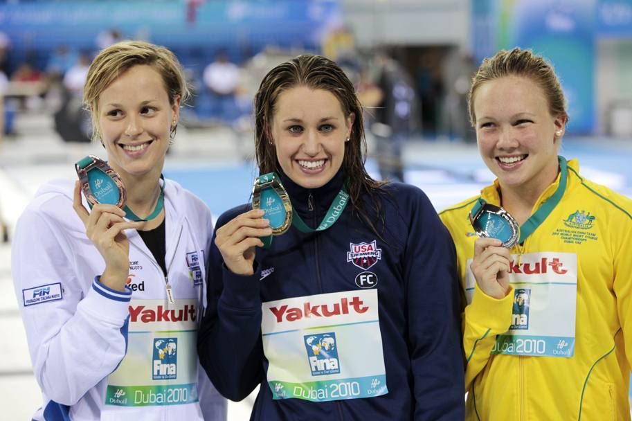 2010 Campionati mondiali in vasca corta a Dubai Emirati Arabi. Federica Pellegrini  di bronzo nei 400 mt sl (Reuters)
